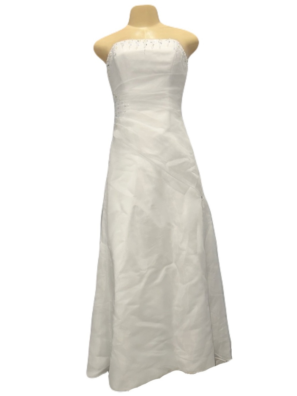 NWT Strapless White Maxi Dress with Subtle Beaded Trim Size 6